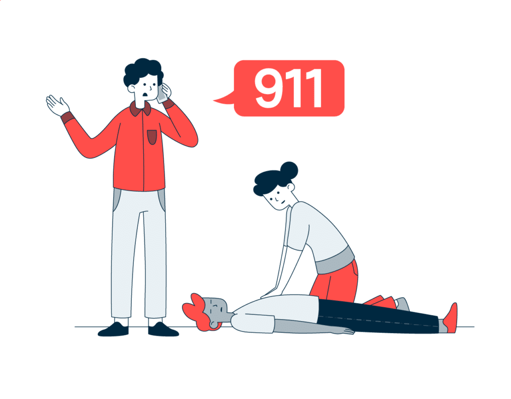 what is T CPR illustration - calling 911